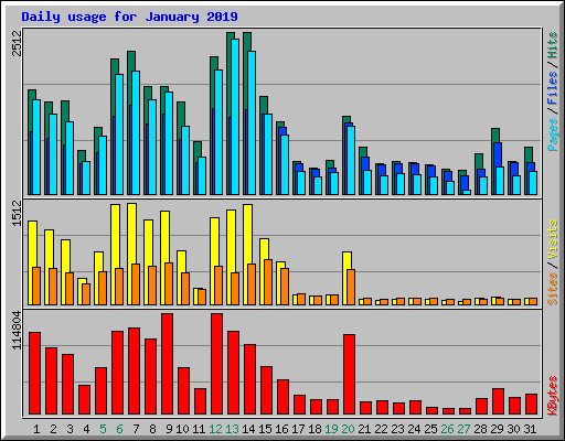 Daily usage for January 2019